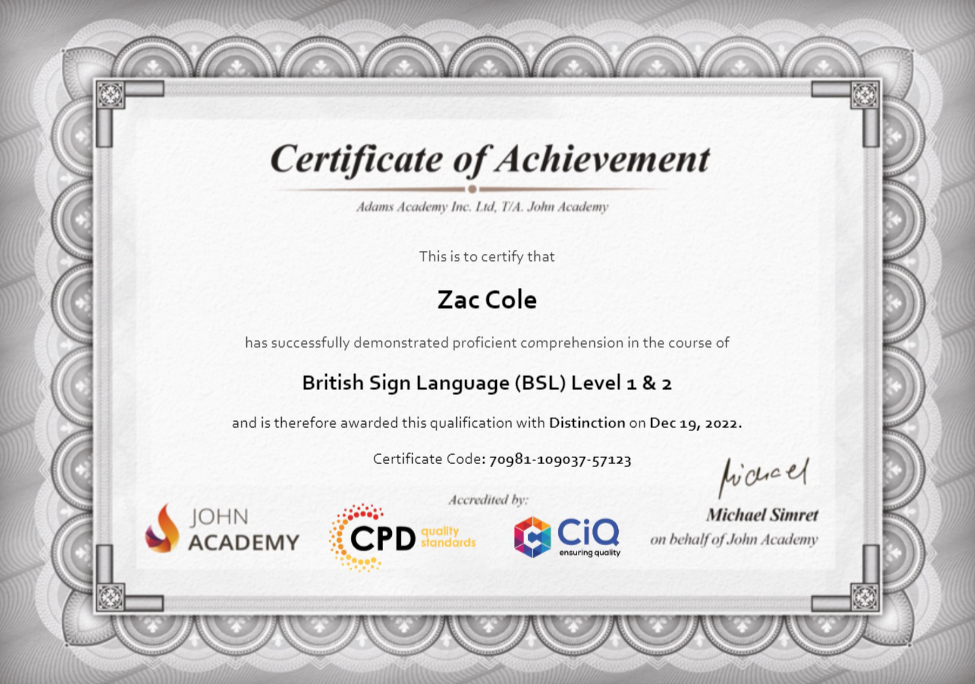 BSL-certificate